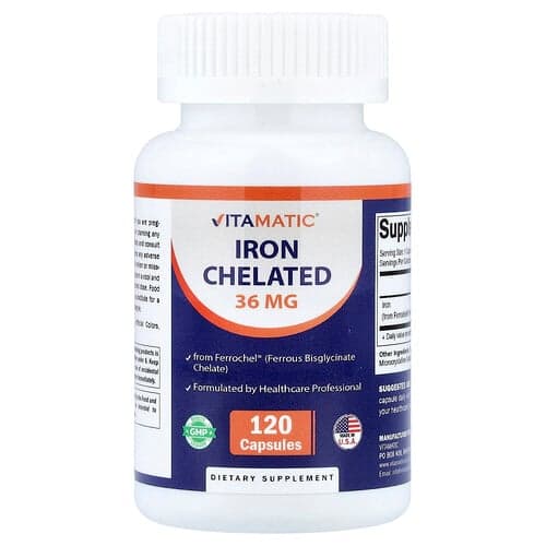 Vitamatic, Iron Chelated, 36 mg, 120 Capsules